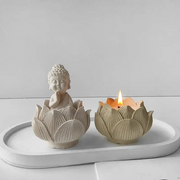 Силіконова форма для контейнерних свічок та гіпсу - лотос. Молд лотос