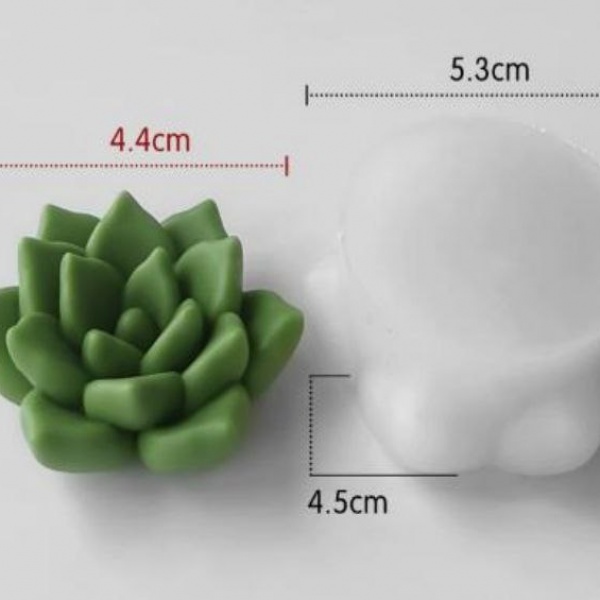 Силіконова форма для свічок - сукулент. Молд сукулент 5.3 x 4.5 x 2.7 см (Фото 1)