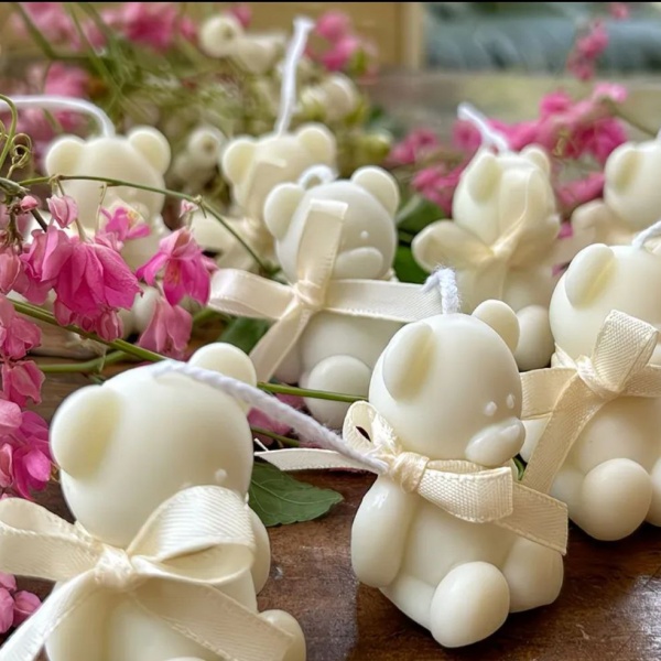 Силіконова форма для свічок - ведмідь сидячий. Молд ведмідь