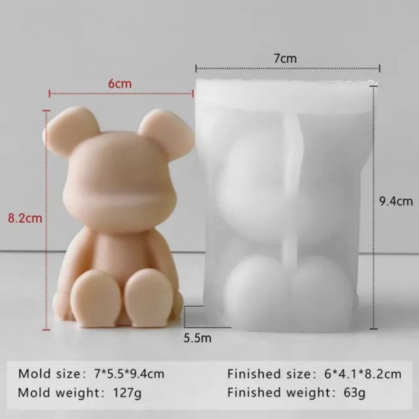 Силіконова форма для свічок - Bearbrick ведмідь. Молд дизайнерський ведмідь (Фото 1)