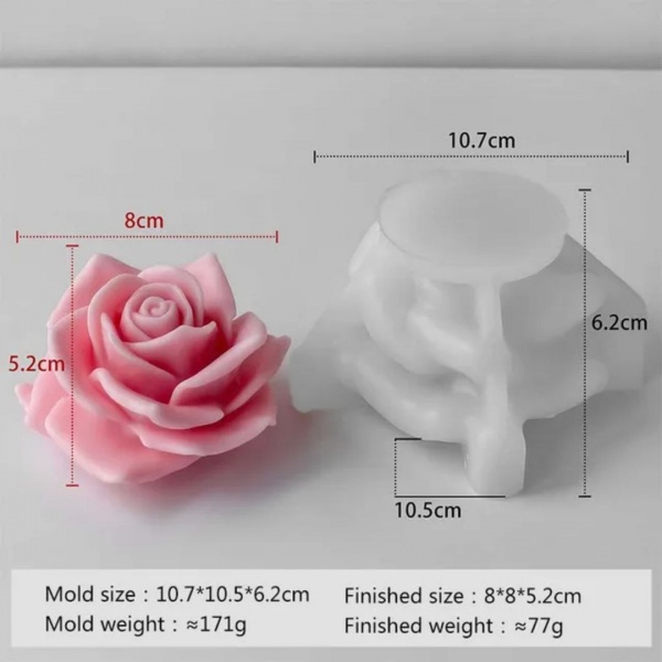 Силіконова форма троянда 3D 10.7 х 10.5 х 6.2 см (Фото 2)