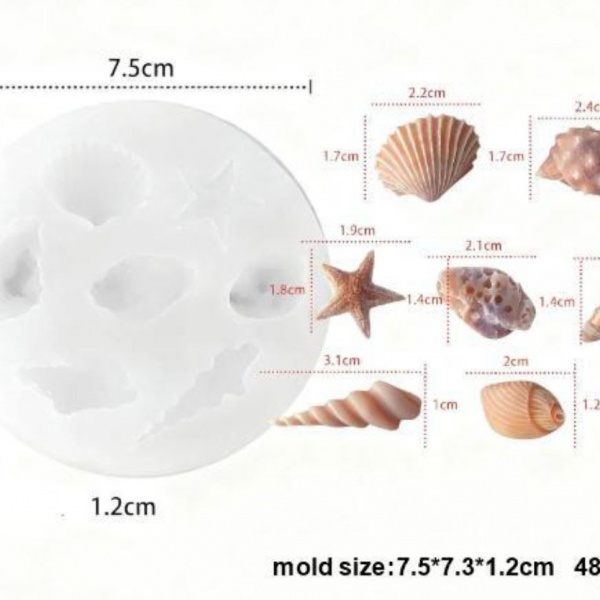 Силіконова форма Морські ракушки та зірки 3D для свічок і мила. Молд морський декор (Фото 1)