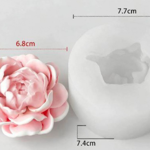 Силіконова форма півонія 3D для свічок, мила та гіпсу 7.4 х 7.7 х 4 см. (Фото 1)