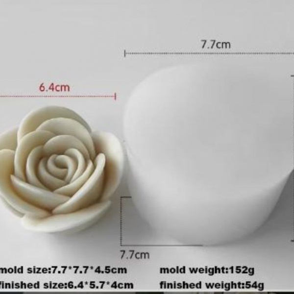 Силіконова форма Троянда 3D для свічок, мила та гіпсу 7.7 х 7.7 х 4.5 см (Фото 1)