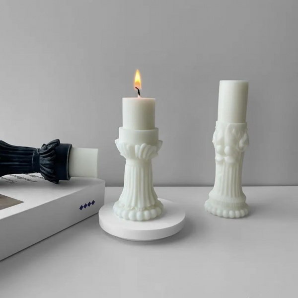 Силіконова форма для свічок - свічник. Молд свічник зі свічкою